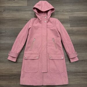 J. Crew Pink Hooded Trench Coat Size 00